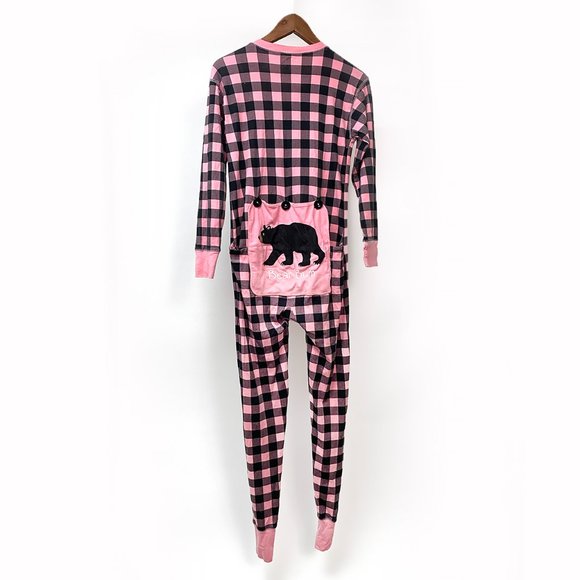 Little Blue House Pink Black Buffalo Check One Piece Onesie Union Suit, Size XS - Picture 6 of 7